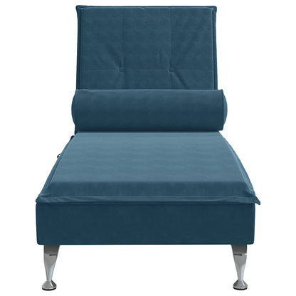 Massage-Chaiselongue mit Nackenrolle Blau Samt