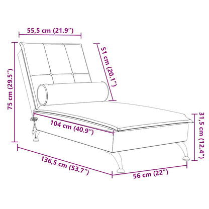 Massage-Chaiselongue mit Nackenrolle Blau Samt