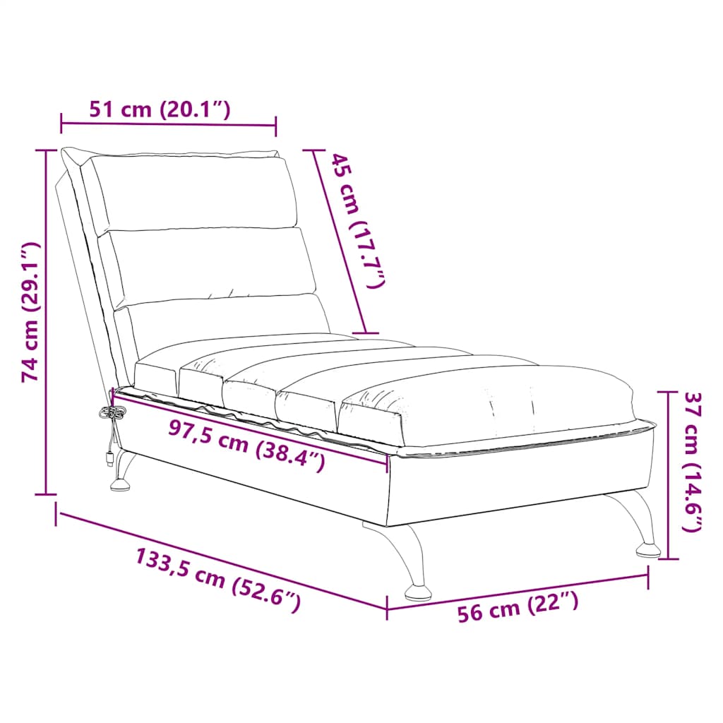 Massage-Chaiselongue mit Kissen Hellgrau Stoff