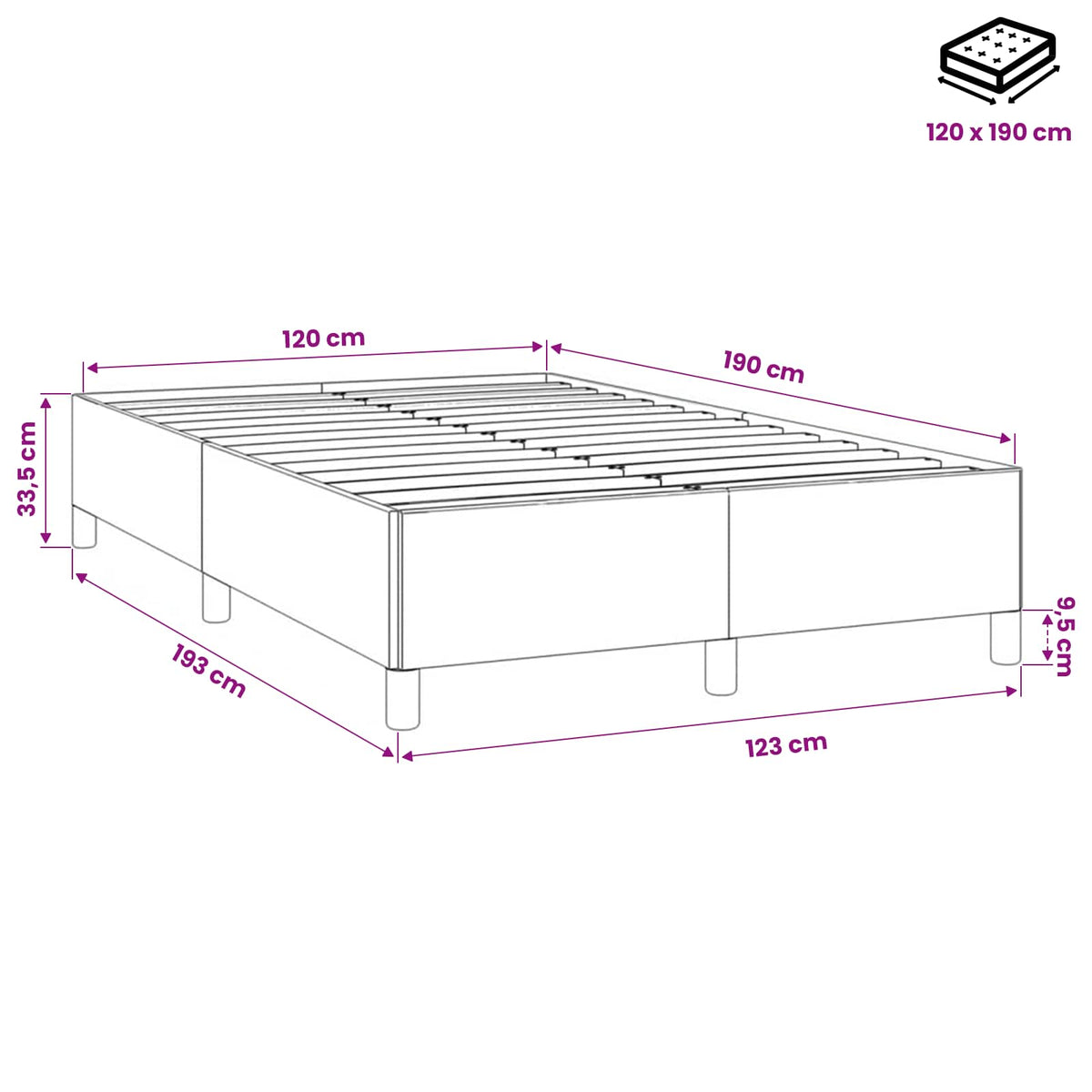 Bettgestell ohne Matratze Dunkelgrau 120x190 cm Samt