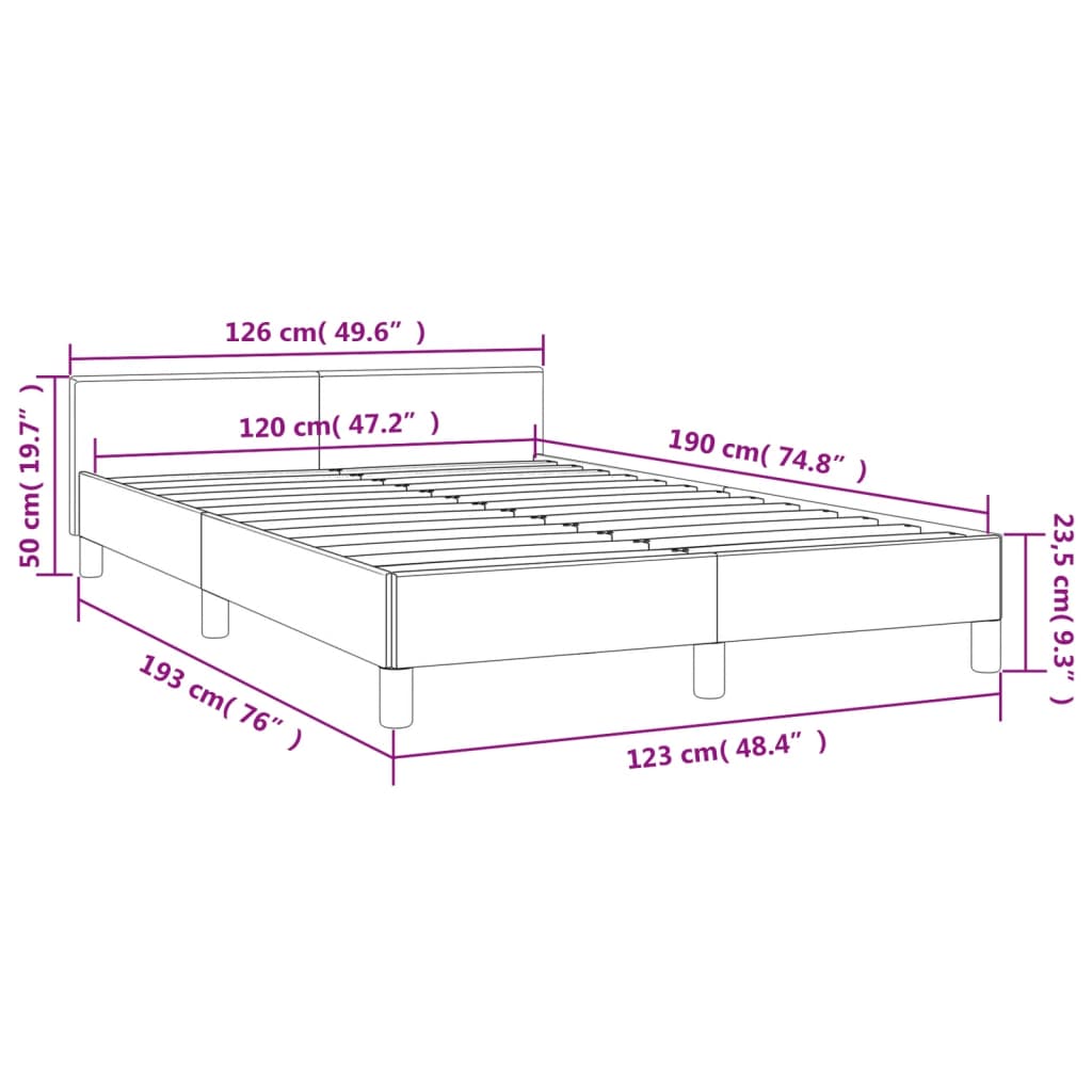 Bettgestell ohne Matratze Dunkelgrau 120x190 cm Stoff