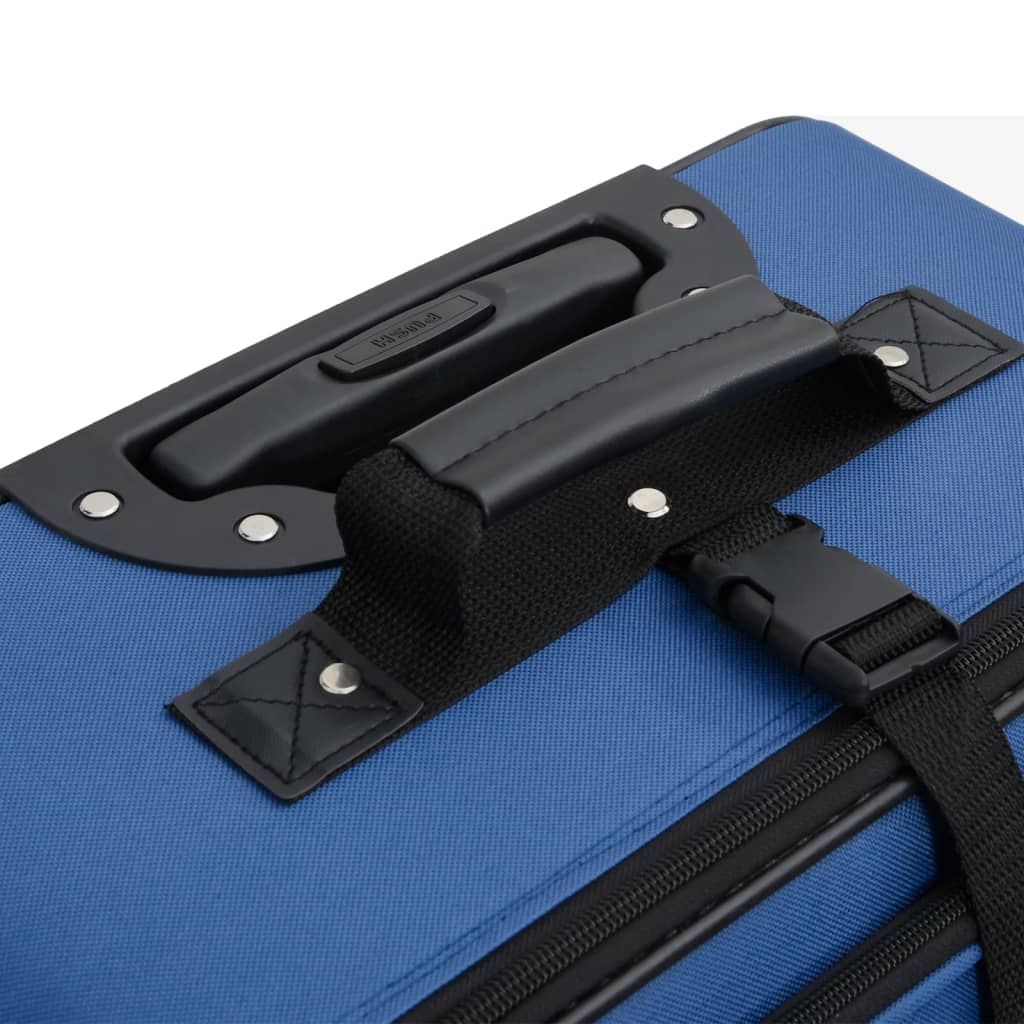5 Piece Travel Luggage Set Blue Fabric 5 stk. Blue
