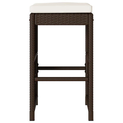Garten-Barhocker mit Kissen 4 Stk. Braun Poly Rattan