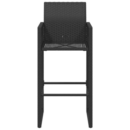 Garten-Barhocker 2 Stk. Schwarz Poly Rattan