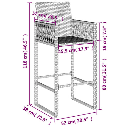 Garten-Barhocker 2 Stk. Schwarz Poly Rattan