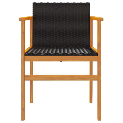 Gartenstühle 2 Stk. Schwarz Poly Rattan und Massivholz