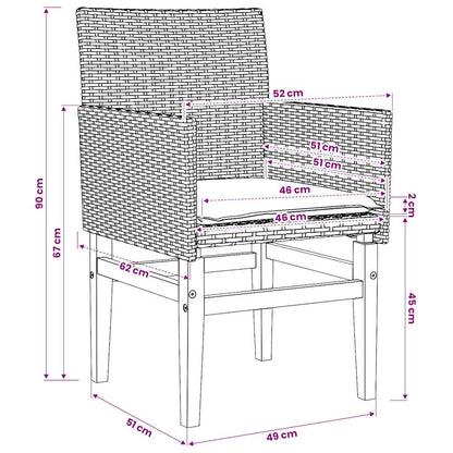 Gartenstühle mit Kissen 2 Stk. Beige Poly Rattan Massivholz