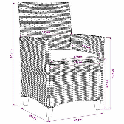 Gartenstühle mit Kissen 2 Stk. Schwarz Poly Rattan Massivholz