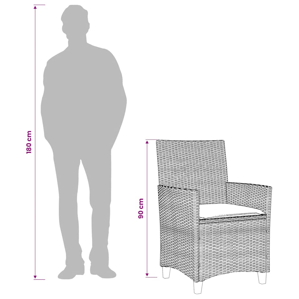 Gartenstühle mit Kissen 2 Stk. Schwarz Poly Rattan Massivholz