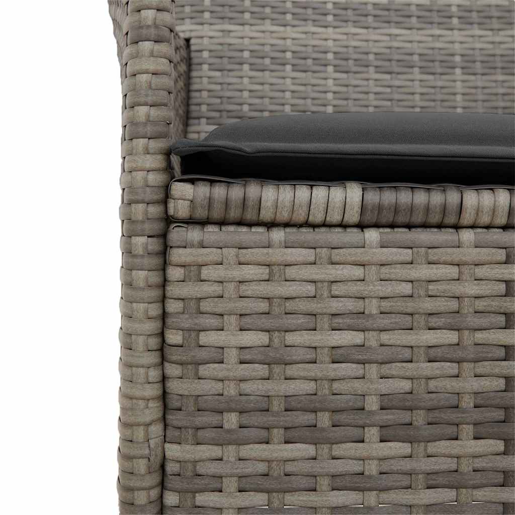Gartenstühle mit Kissen 2 Stk. Grau Poly Rattan Massivholz