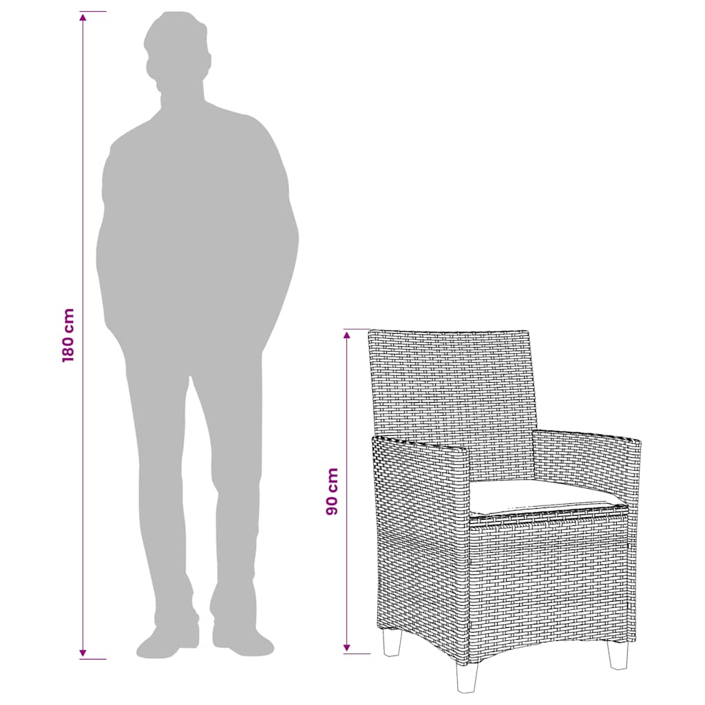 Gartenstühle mit Kissen 2 Stk. Grau Poly Rattan Massivholz