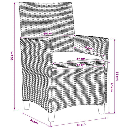 Gartenstühle mit Kissen 2 Stk. Grau Poly Rattan Massivholz