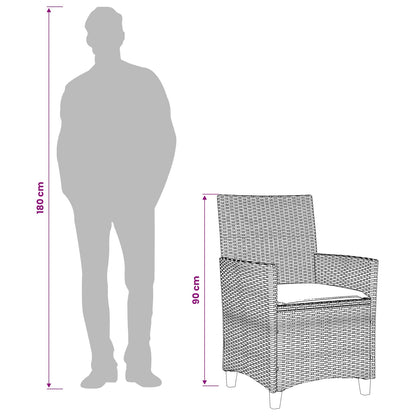 Gartenstühle mit Kissen 2 Stk. Grau Poly Rattan Massivholz