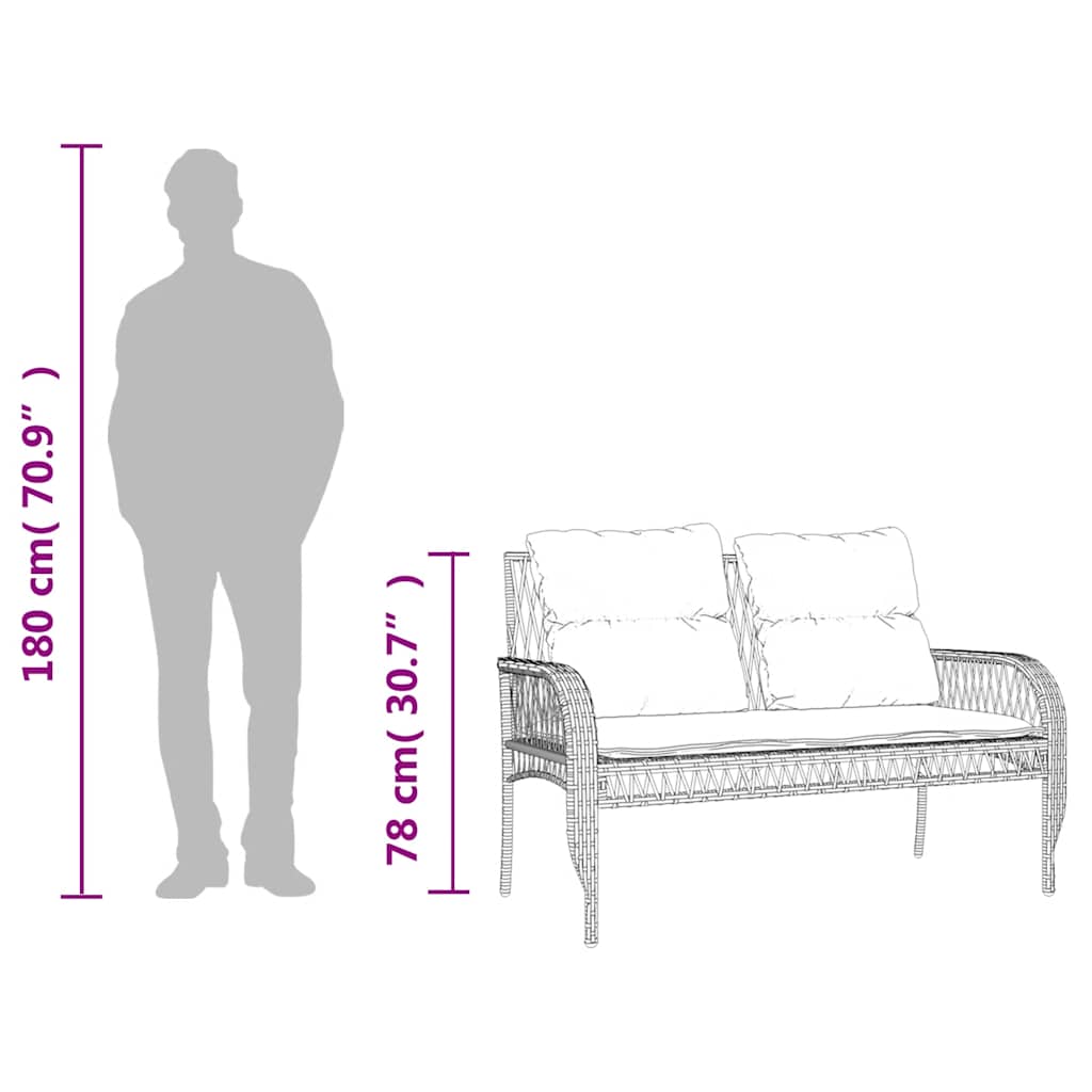 4-tlg. Garten-Sofagarnitur mit Kissen Grau Poly Rattan
