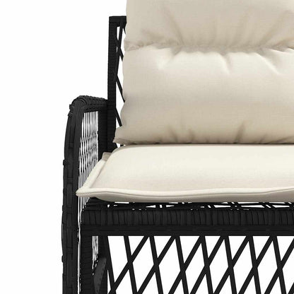 2-tlg. Garten-Sofagarnitur mit Auflagen Schwarz Poly Rattan