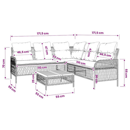 2-tlg. Garten-Sofagarnitur mit Auflagen Schwarz Poly Rattan