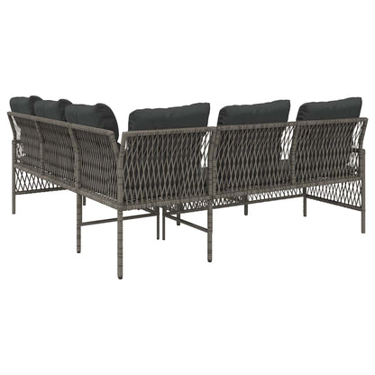 2-tlg. Garten-Sofagarnitur mit Auflagen Poly Rattan Grau