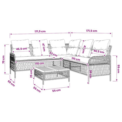 2-tlg. Garten-Sofagarnitur mit Auflagen Poly Rattan Grau