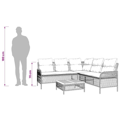 2-tlg. Garten-Sofagarnitur mit Auflagen Poly Rattan Grau