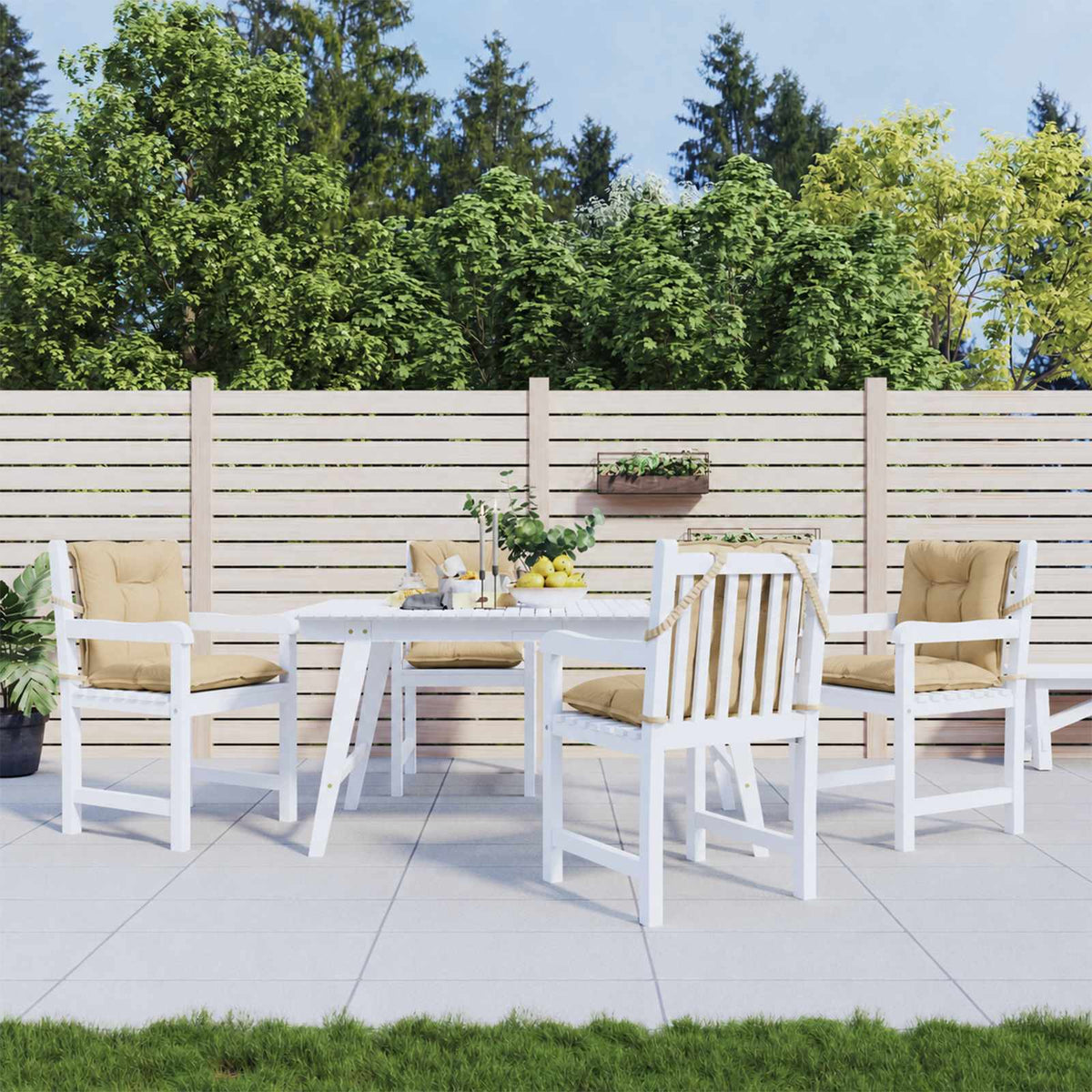 Niedriglehner-Auflagen 4 Stk. Melange Beige 100x50x7 cm Stoff