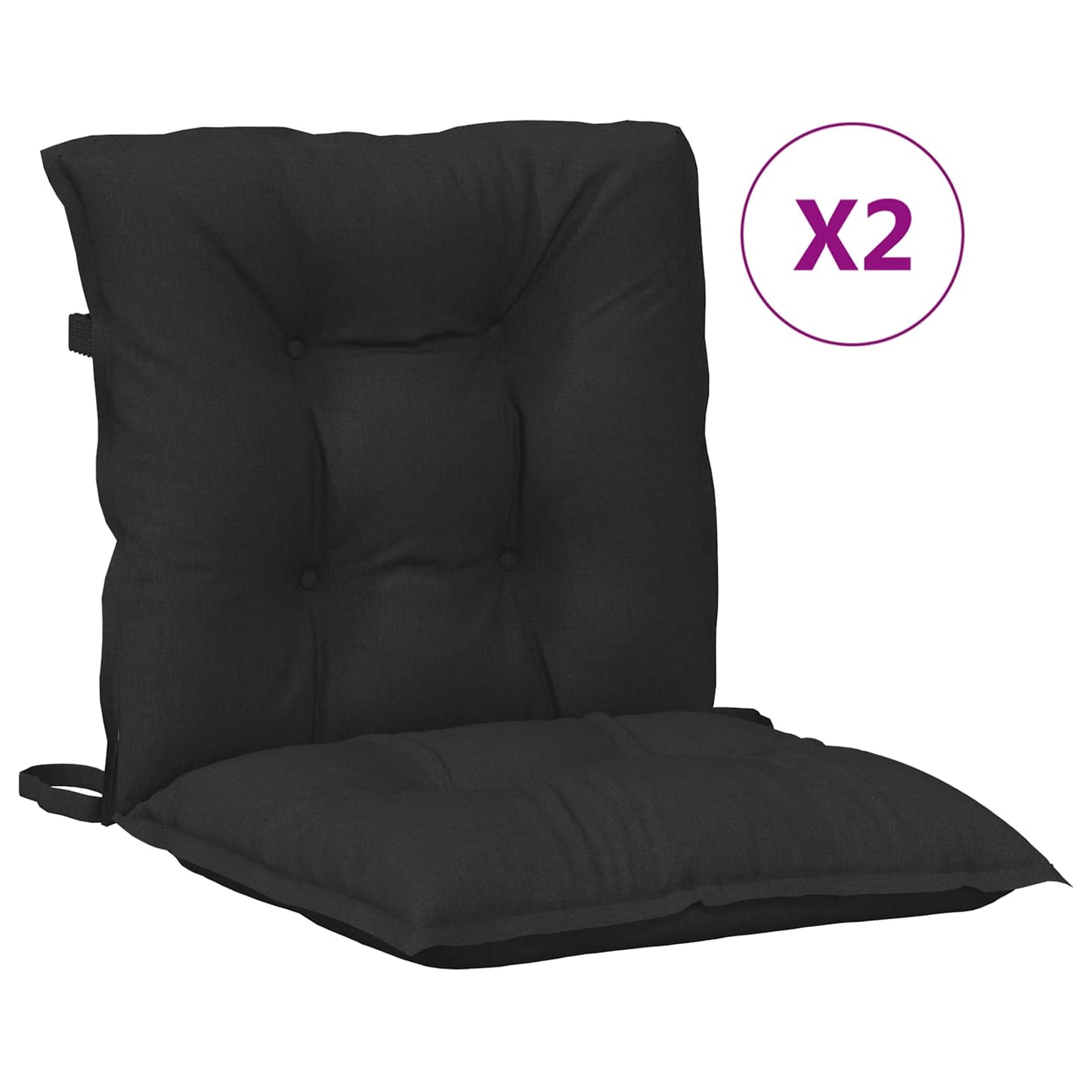 Niedriglehner Stuhlkissen Set 2 pcs Melange Schwarz