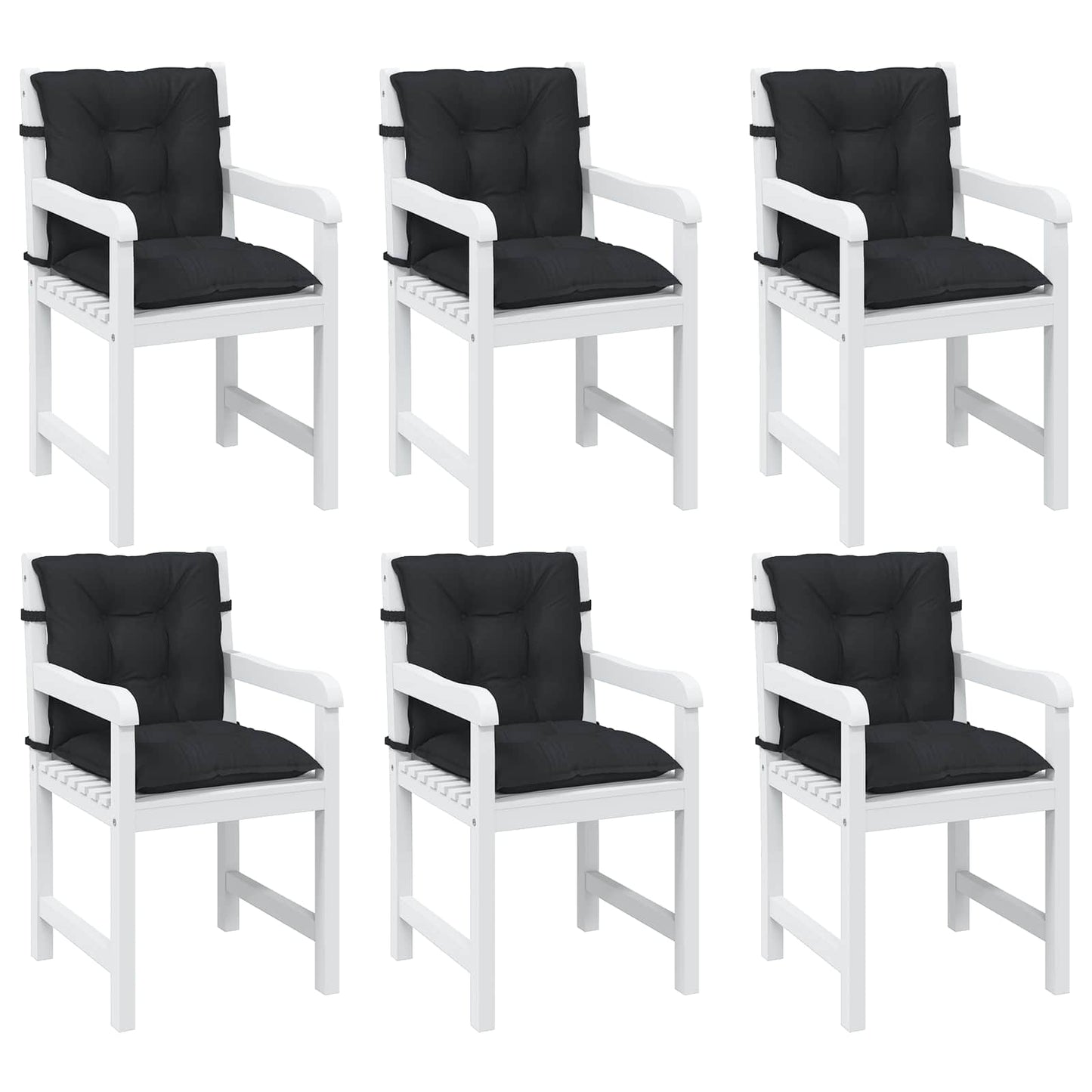 Niedriglehner Stuhlkissen Set 6 pcs Melange Schwarz