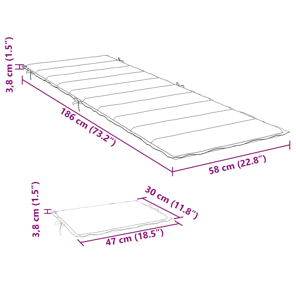 Sonnenliegen-Auflage Melange Rot 186x58x3 cm Stoff