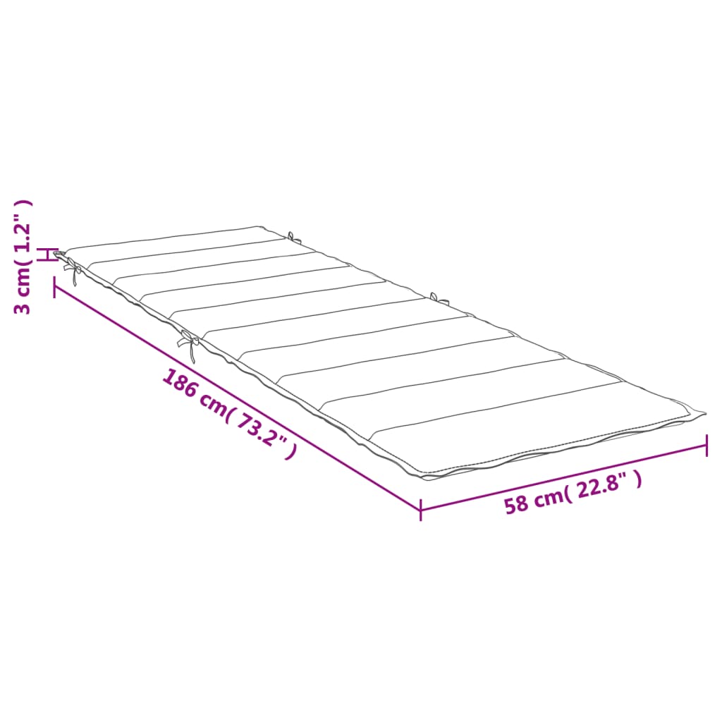 Sonnenliegen-Auflage Melange Weinrot 186x58x3 cm Stoff