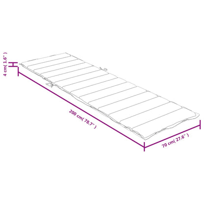 Sonnenliegen-Auflage Melange Hellgrau 200x70x4 cm Stoff