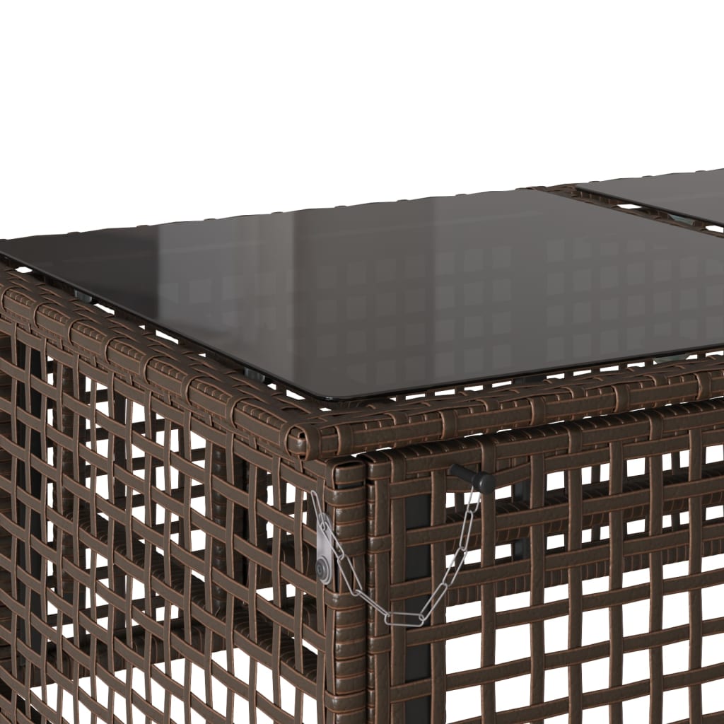4-tlg. Garten-Sofagarnitur mit Kissen Braun Poly Rattan Glas
