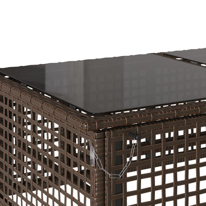 4-tlg. Garten-Sofagarnitur mit Kissen Braun Poly Rattan Glas