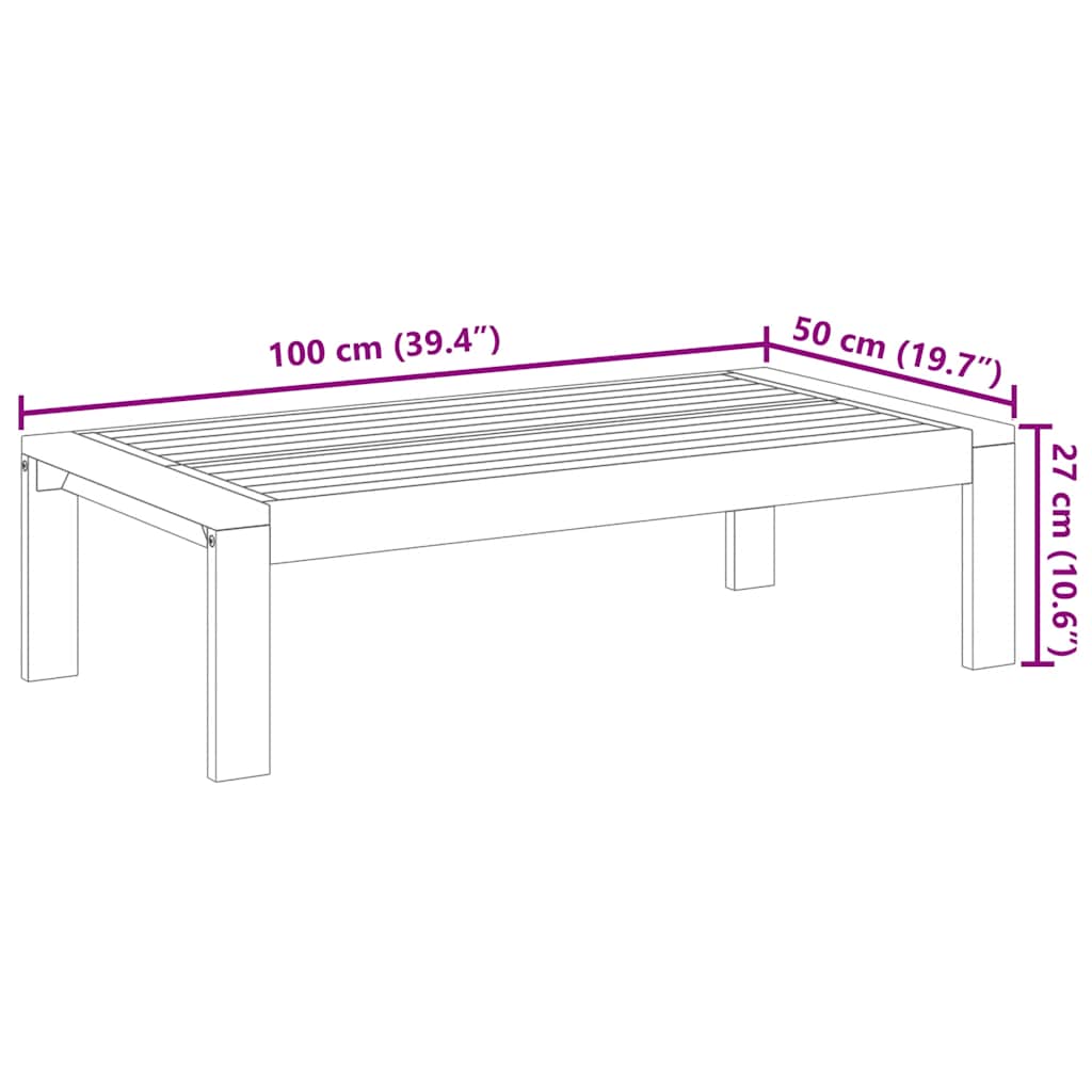 Gartentisch 100x50x27 cm Massivholz Akazie