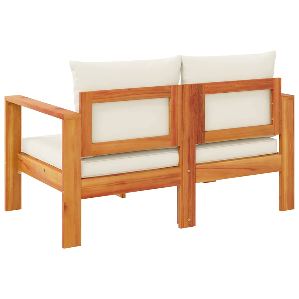 Garden sofa with cushions 2-seater solid wood acacia