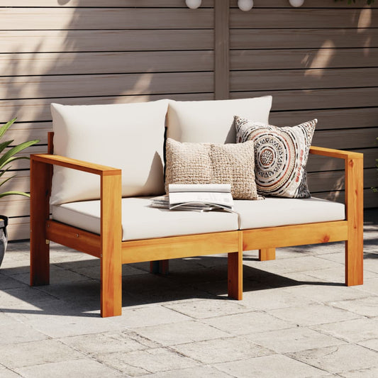 Garden sofa with cushions 2-seater solid wood acacia