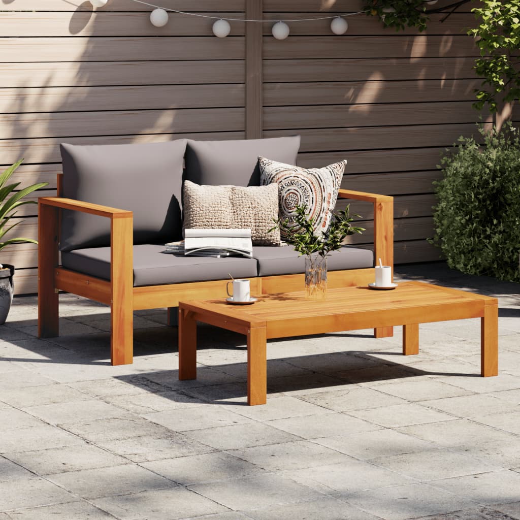 Gartensofa mit Kissen 2-Sitzer Massivholz Akazie