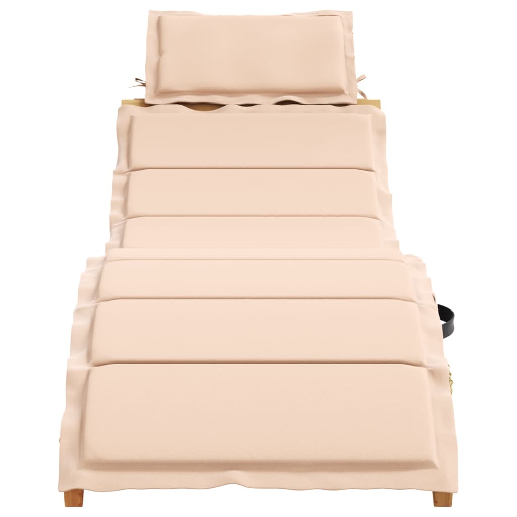 Bain de soleil avec coussin en bois d'acacia massif beige