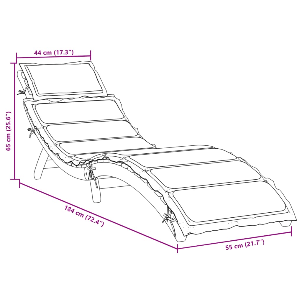 Bain de soleil avec coussin en bois d'acacia massif beige