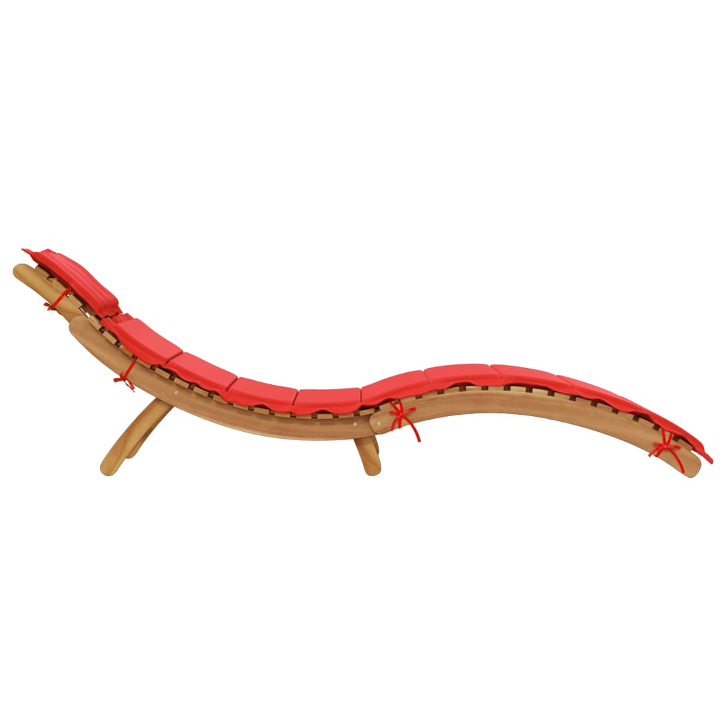 Chaise longue avec coussin en bois d'acacia massif rouge