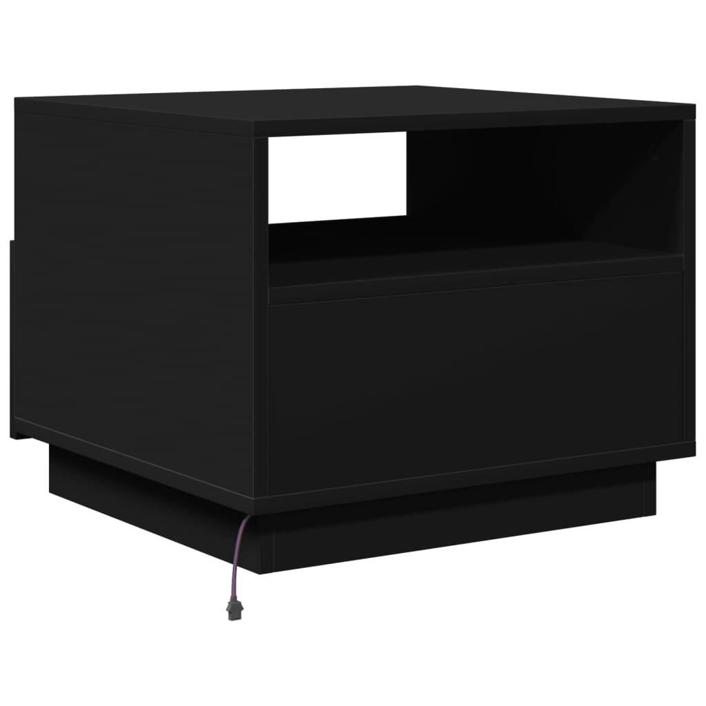 Table basse avec lumières LED noir 50x49x40 cm