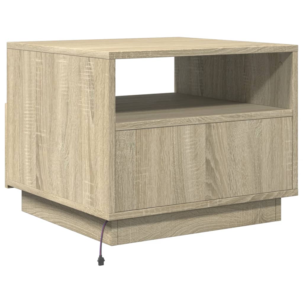Table basse avec lumières LED Chêne Sonoma 50x49x40 cm