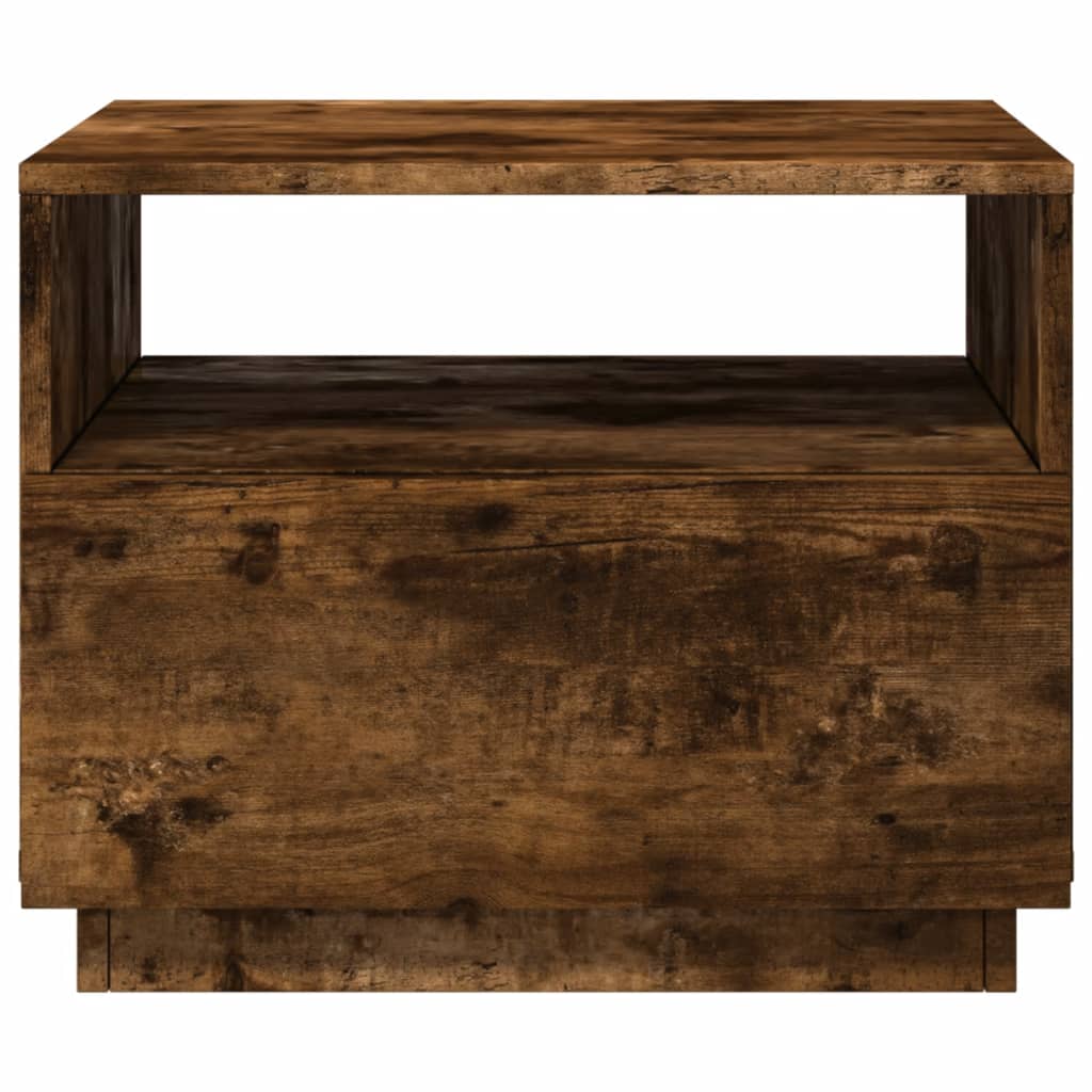 Table basse avec lumières LED chêne fumé 50x49x40 cm