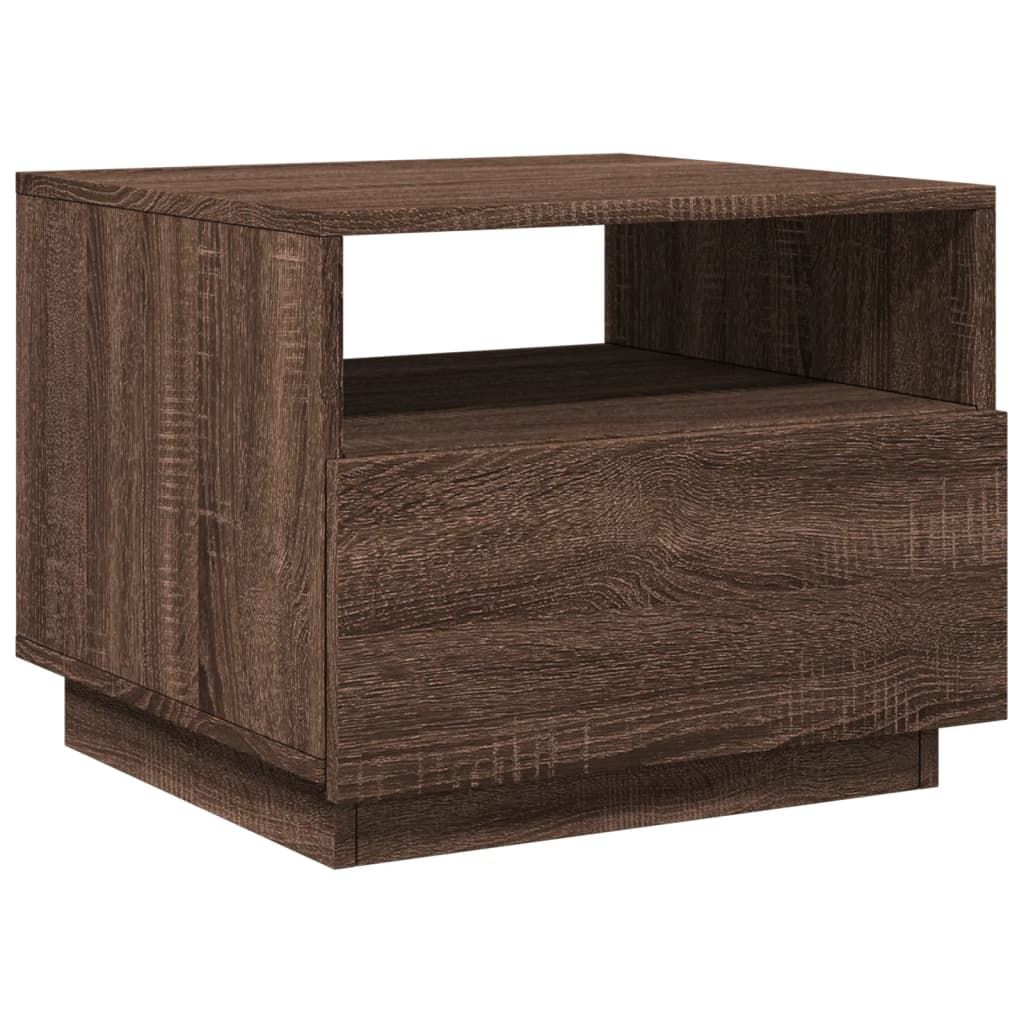 Table basse avec lumières LED aspect chêne marron 50x49x40 cm