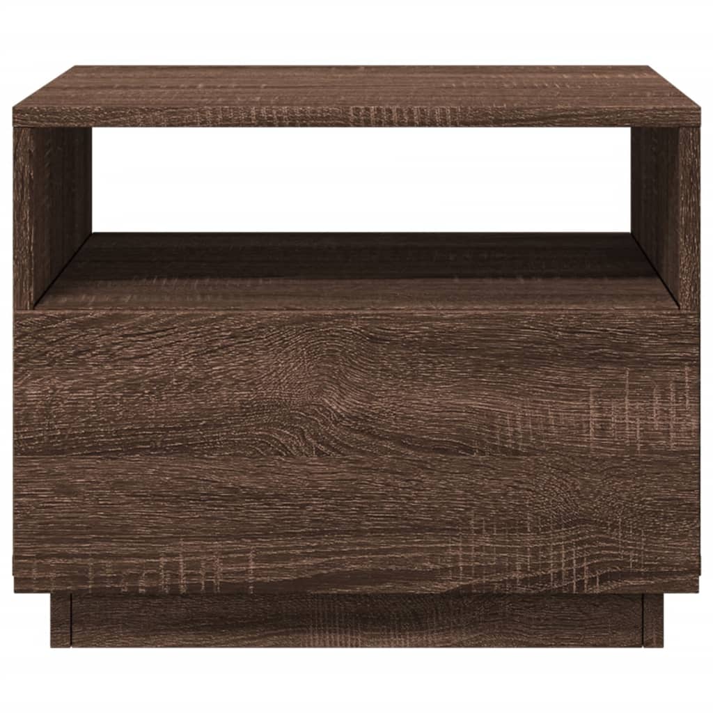 Table basse avec lumières LED aspect chêne marron 50x49x40 cm