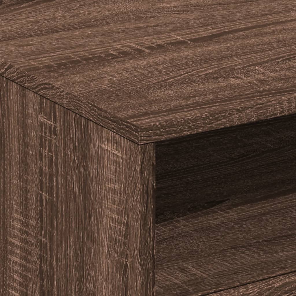 Table basse avec lumières LED aspect chêne marron 50x49x40 cm