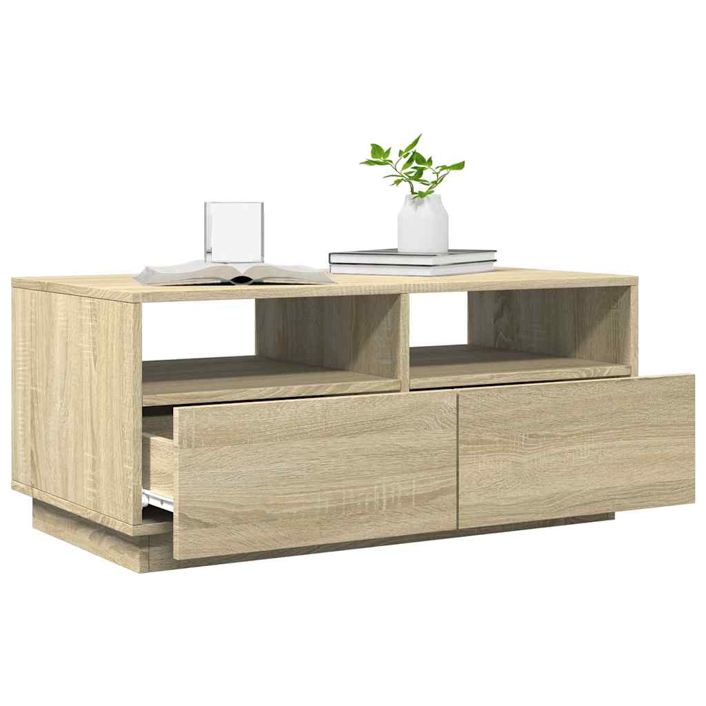 Table basse avec lumières LED Chêne Sonoma 90x49x40 cm