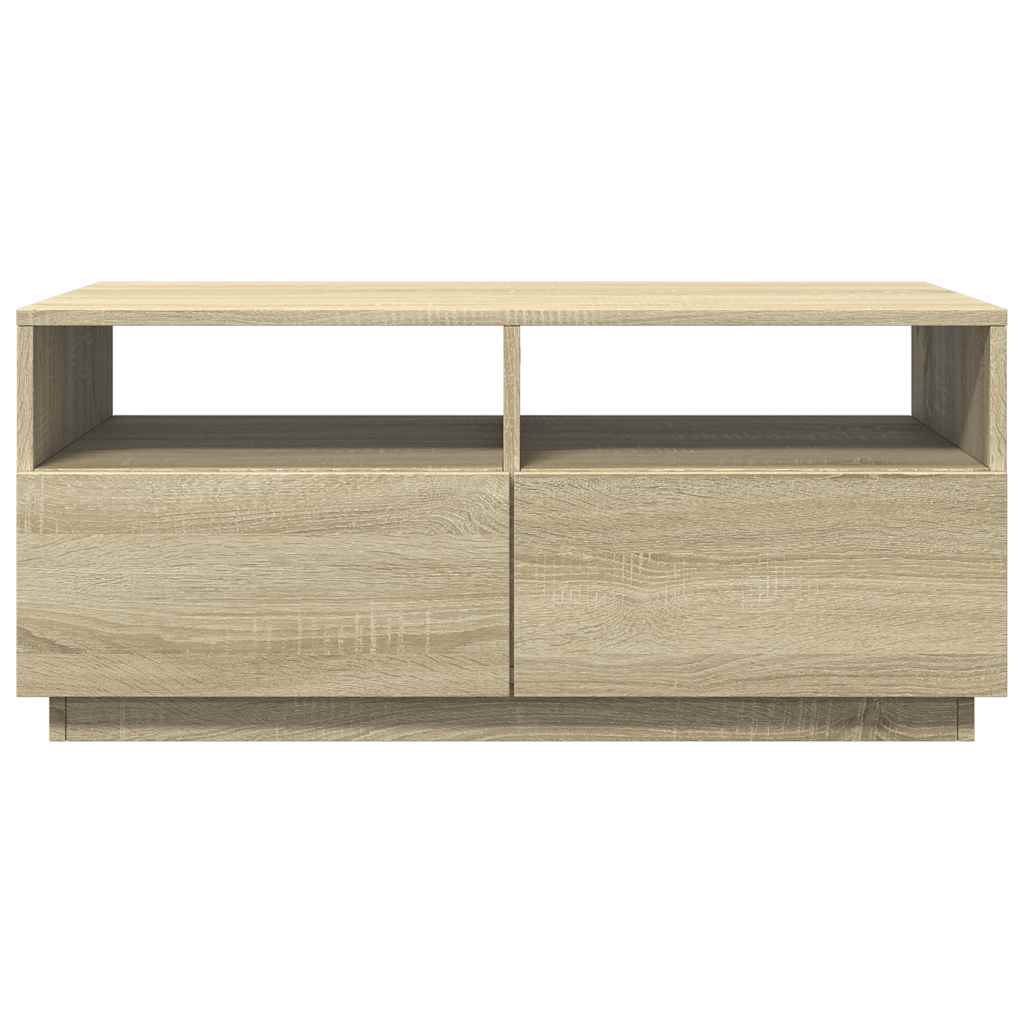 Table basse avec lumières LED Chêne Sonoma 90x49x40 cm