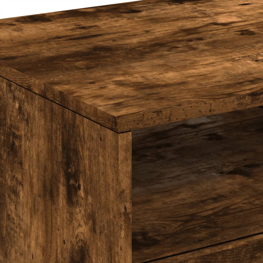 Table basse avec lumières LED chêne fumé 90x49x40 cm