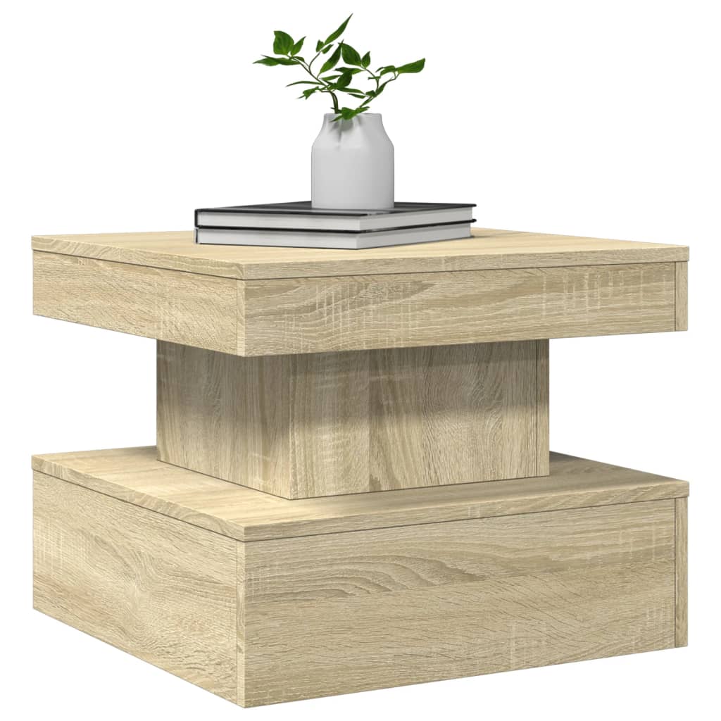 Table basse avec lumières LED Chêne Sonoma 50x50x40 cm