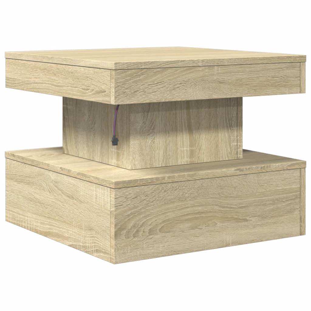 Table basse avec lumières LED Chêne Sonoma 50x50x40 cm