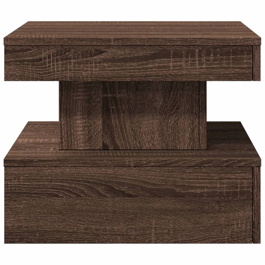 Table basse avec lumières LED aspect chêne marron 50x50x40 cm